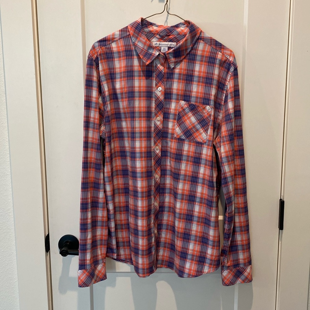 Southern Tide Women Button Down‎ Blouse.  Pink/Blue/White Plaid.  XL.